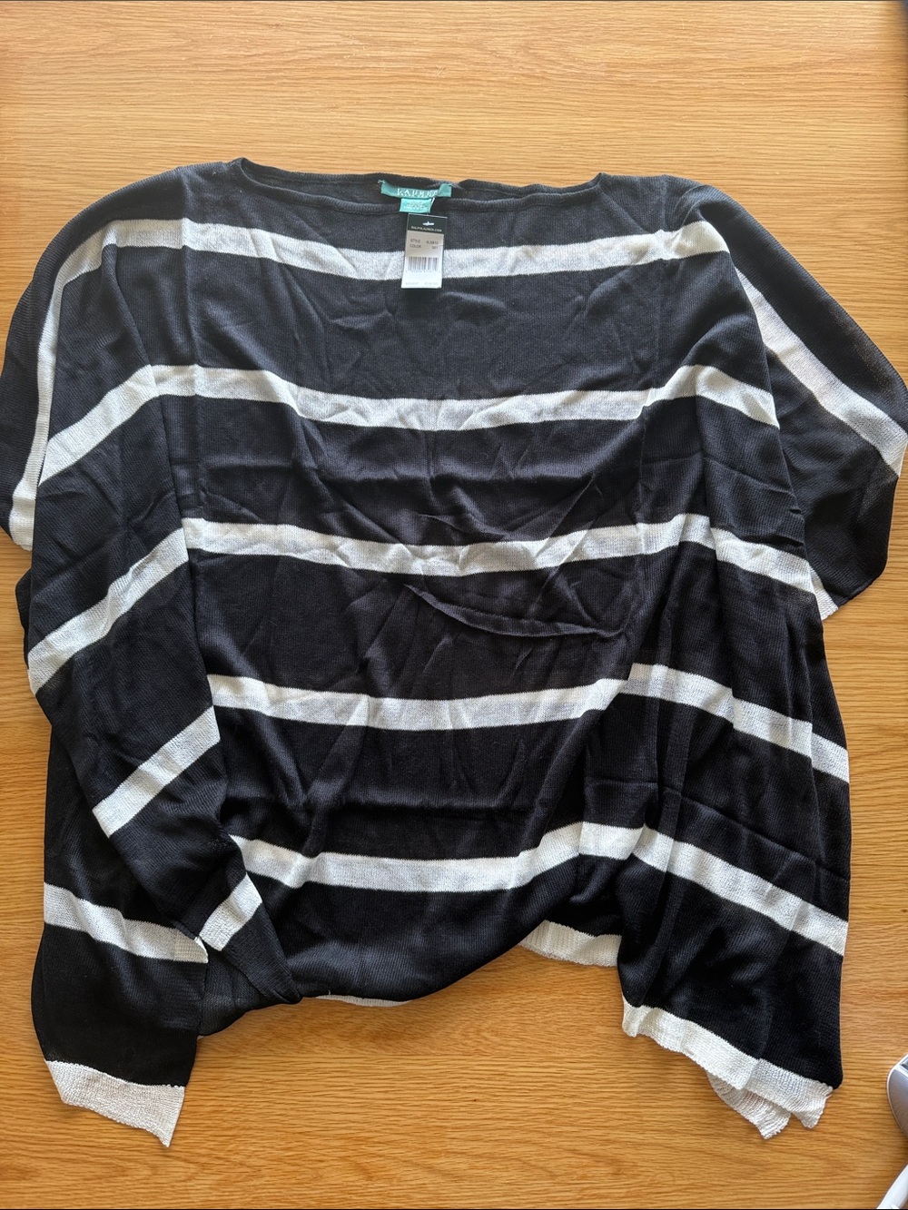 Lauren Ralph Lauren Black & White Striped Swim Coverup